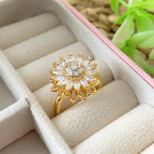 🌟 Encanto Radiante || Anillo Girasol Giratorio 🌻 || Amor Eterno en Movimiento 💫 + REGALO 🎁