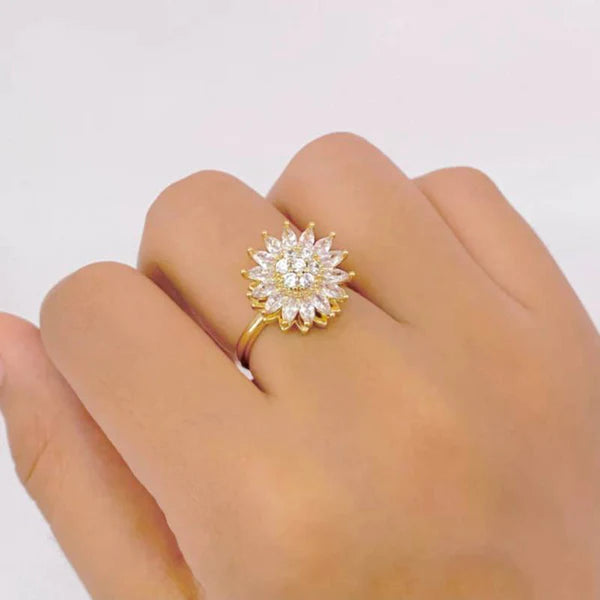 🌟 Encanto Radiante || Anillo Girasol Giratorio 🌻 || Amor Eterno en Movimiento 💫 + REGALO 🎁